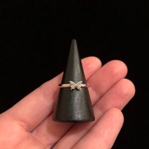 Dainty Tiny Silver Tone Butterfly Ring